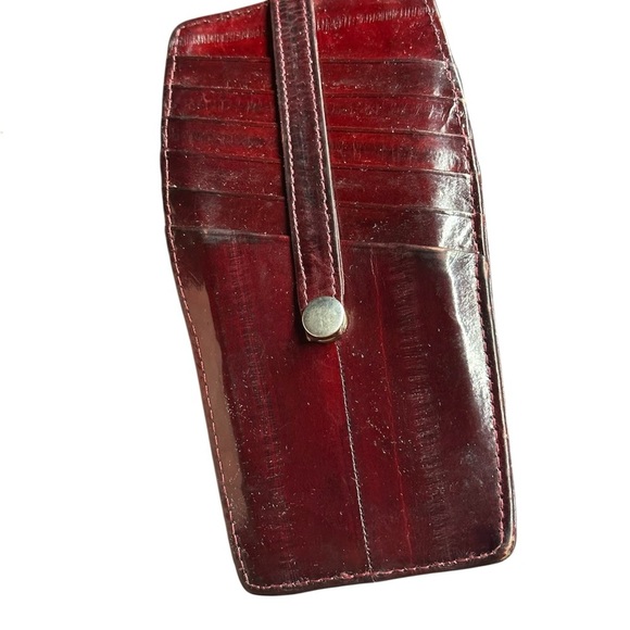 Eel Skin Genuine Red Eel Skin Double Sided Card Holder - Picture 2 of 3